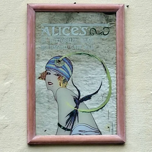 Espelho de Publicidade Vintage Alice's Antique Portobello Road Nottinghill Londres 34x24