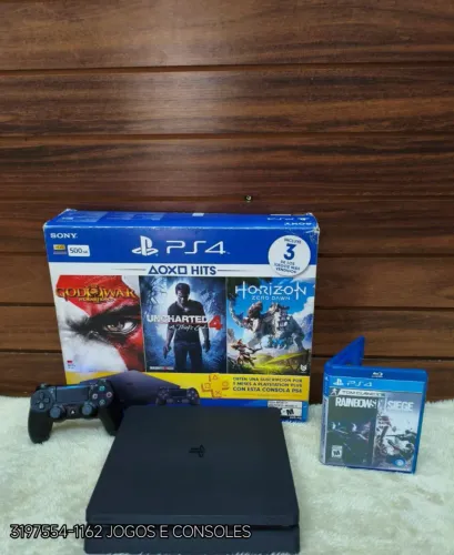 PS4 SLIM COM DOIS CONTROLES POR 1160