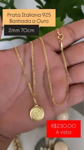 Corrente Grumet de Prata Banhada a Ouro