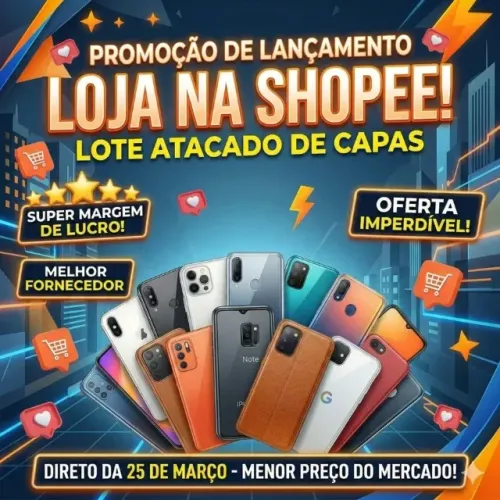 Kit 100 Capas IPhone 11 13 14 A16 A5 Poco X3 A10 A21 e ou outros