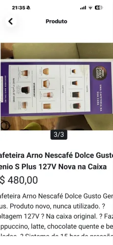 Cafeteira Arno Nescafé Dolce Gusto Genio S Plus 127V vermelho Nova na Caixa