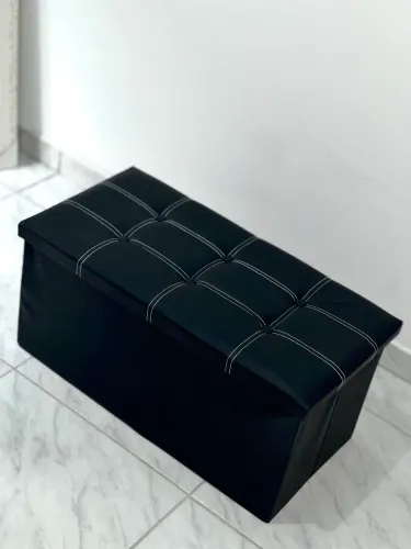 Puff Baú Retangular 78x38x38 preto