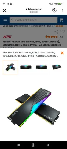 Memória RAM XPG Lancer, RGB, 32GB (2x16GB), 6000MHz, DDR5, CL30, Preto
