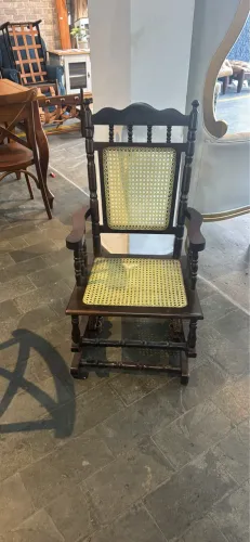 Cadeira Balanço perfeita Palha Palinha Rattan Madeira Maciça Imbuia