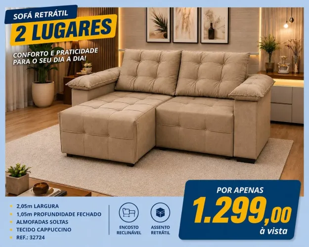 Sofá 2 lugares Retrátil montamos e entregamos HOJE