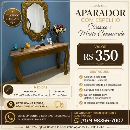 Aparador com Espelho - Clássico e Muito Conservado  
