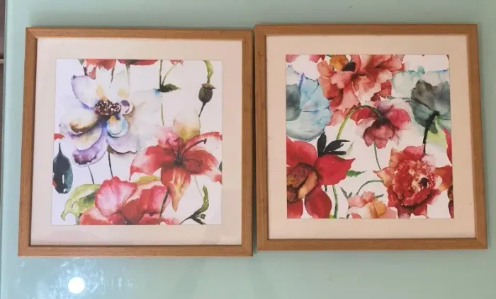 Conjunto com 2 quadros florais inspire 43 x 43 cm