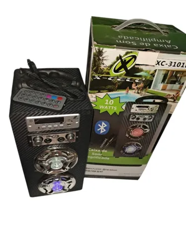 Caixa de Som Amplificada Bluetooth X-Cell XC-3101BT - 10W com LED e Karaokê