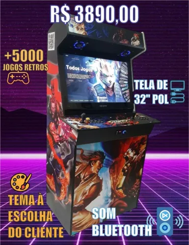 Fliperama Arcade 32 Polegadas Som Bluetooth - Venda, aluguel, troca, manutenção