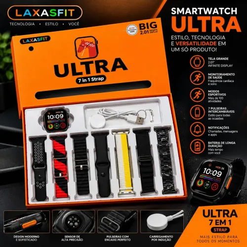 Smartwatch LAXASFIT ULTRA Kit 7 em 1