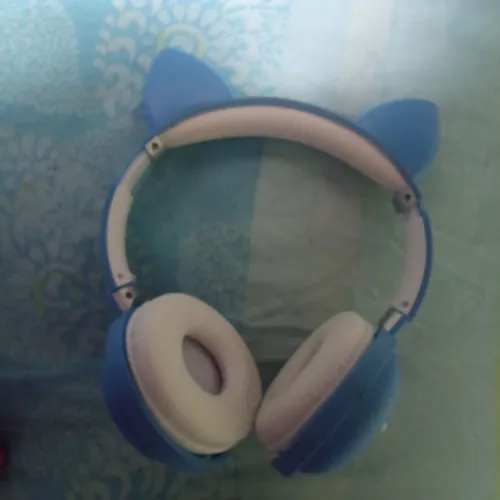 Fone Headset Bluetooth de gatinho azul 