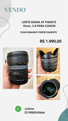 Vendo lente fisheye 15mm 2.8 AF para Canon