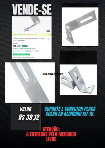 Suporte L conector placa solar en aluminio Kit 10.