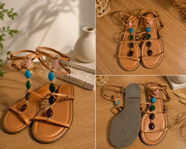Sandália Arezzo Couro Pedras Boho Tam. 38 | Pouquíssimo uso