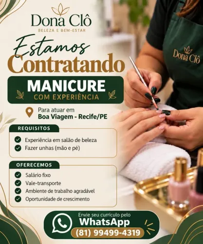 Estamos contratando Manicure