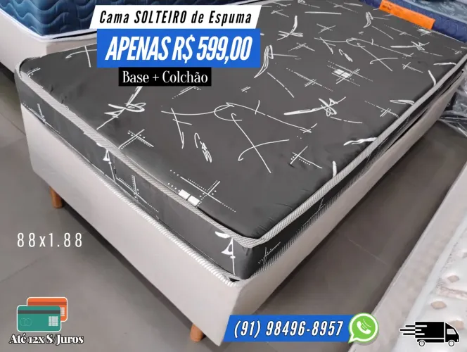 CAMA SOLTEIRO DE ESPUMA 