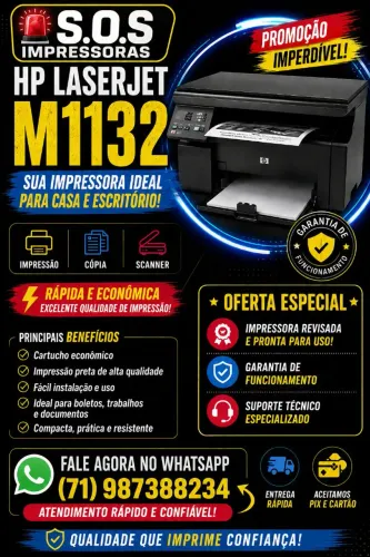 Impressora Multifuncional LaserJet Hp 1132