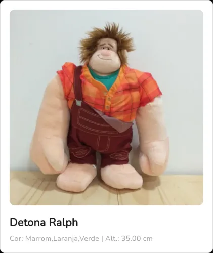 Boneco pelúcia Detona Ralph Disney Original