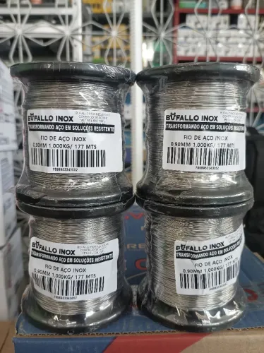 ARAME PARA CERCA ELÉTRICA / FIO DE AÇO INOX 0,90 MM - ROLO 177 METROS, Bufallo