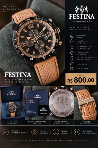 Relogio Festina Cronógrafo - marca Suíça