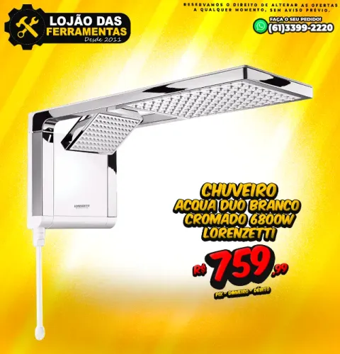 Chuveiro Acqua Duo Branco Cromado 6800w Lorenzetti