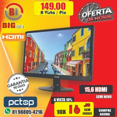 Monitor 15.6 LED Vx156x HDMI Preto - Semi Novo - Garantia - Em ate 10x Fixas