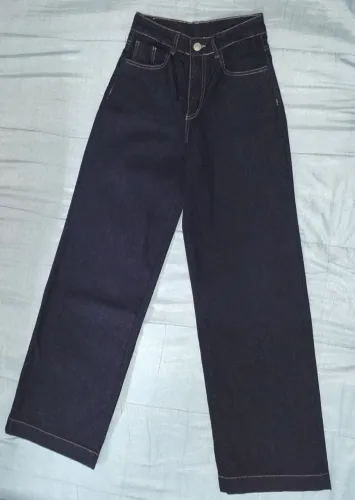 Calça Wide Leg Sawary azul escura