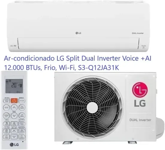 Ar Condicionado LG 12.000 Btus WiFi Dual Inverter Voice +Ai frio S3-Q12JA31K 220V Seminovo