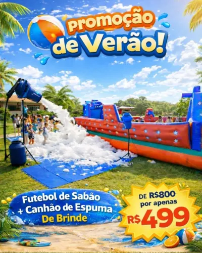 Futebol de Sabão c/ canhão de espuma de Brinde 