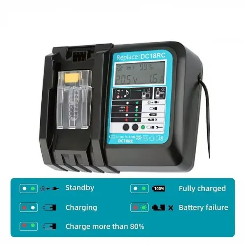 Carregador de bateria Dc18rc para makita 3a de íon-lítio para makita 14.4v 18v