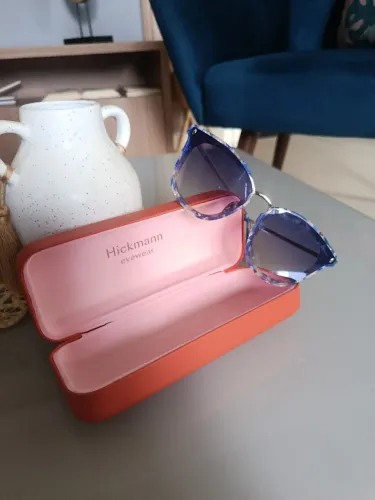 Óculos escuro Anna Hickmann feminino Azul escuro com porta óculos