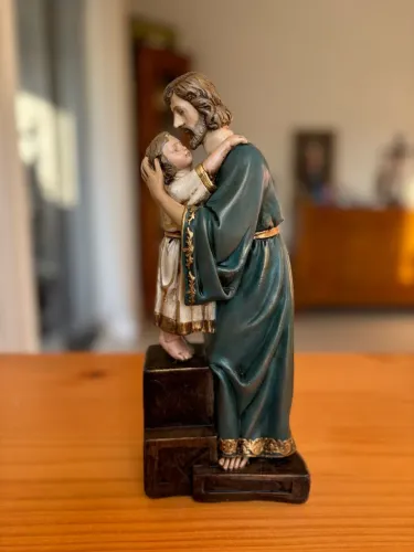 Imagem de São José com Jesus - pintada à mão