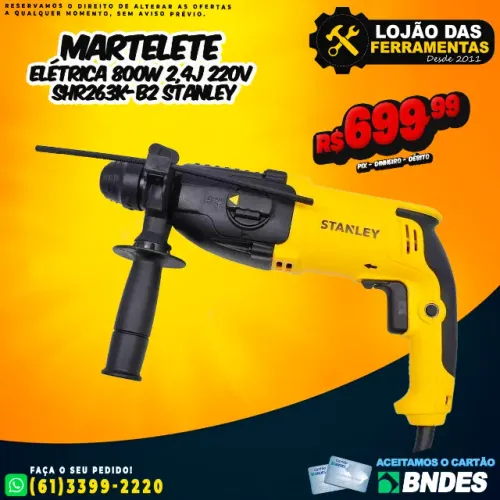 Martelete Elétrica 800w 2,4J 220v SHR263K-B2 Stanley