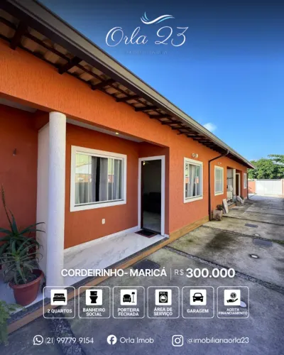CORDEIRINHO, ORLA 23 IMOBILIÁRIA VENDE! Excelente casa porteira fechada em Maricá