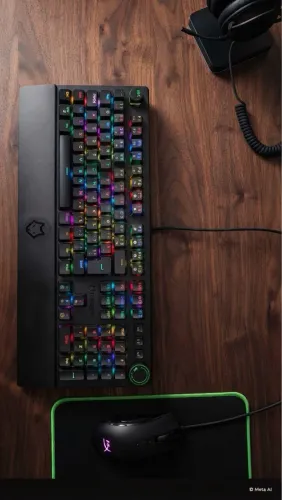 Kit Gamer Periféricos (Teclado RGB Husky , Mouse HyperX e Mousepad)
