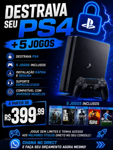 DESTRAVA  PS4 + 5 JOGOS