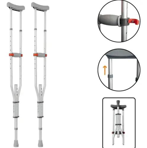 Hidrolight SC602 Par muleta axilar universal com ajuste de altura em alumínio até 130kg