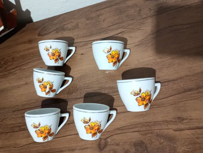 Jogo de xícaras café porcelana Pozzani