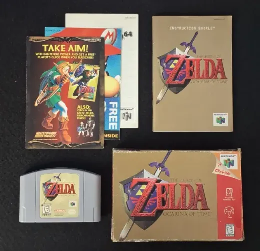 Zelda Ocarina of Time com Caixa e Manual - Nintendo 64 - Ótimo estado para Colecionador