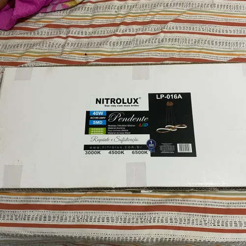 Lustre Pendente Led Nitrolux Moderno 127/ 220v Dourado (na caixa, ganhei em um sorteio)