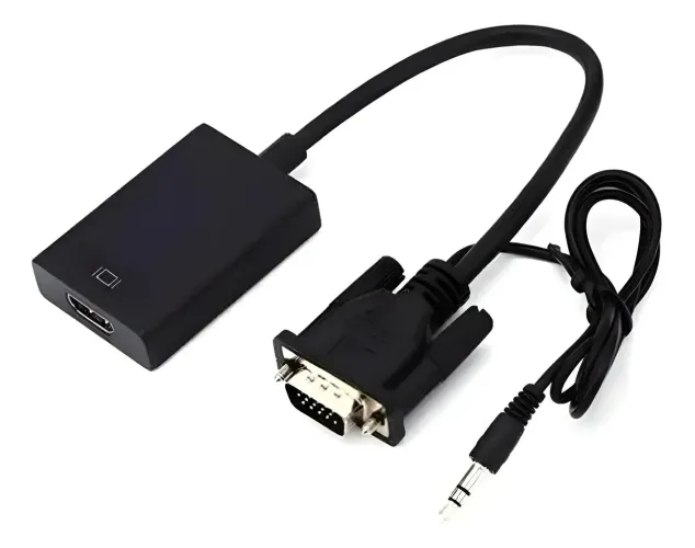 Adaptador Vga Macho P/ Hdmi Femea C/ Saída De Áudio Fy-550<br>