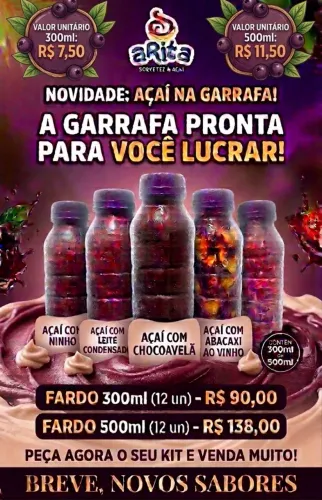 Fature Mais no seu Delivery! Açaí Pronto na Garrafa - Direto da Fábrica