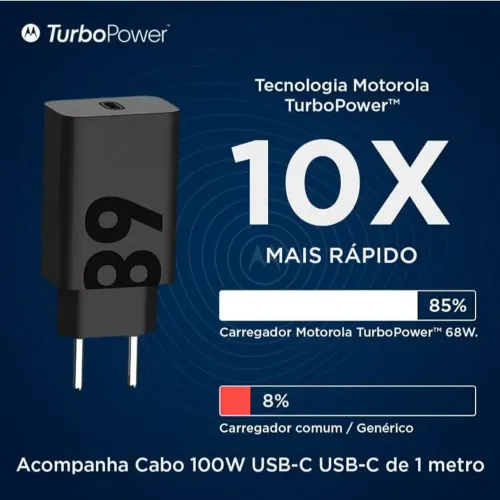 Motorola Carregador Turbo Power 68w Cor Preto