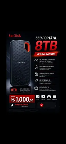 SSD Externo SanDisk 8TB USB-C - HD Externo 8TB