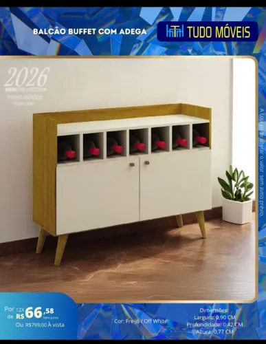 BALCÃO BUFFET COM ADEGA