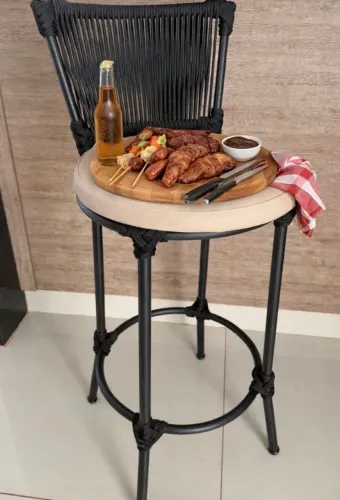 Banqueta pra balcão cozinha churrasqueira alumínio corda nautica