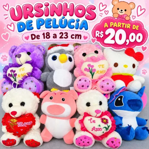 Vendo ursinhos de 20 a 22 cm atacado ou a Varejo ideal pra cestas e presentear