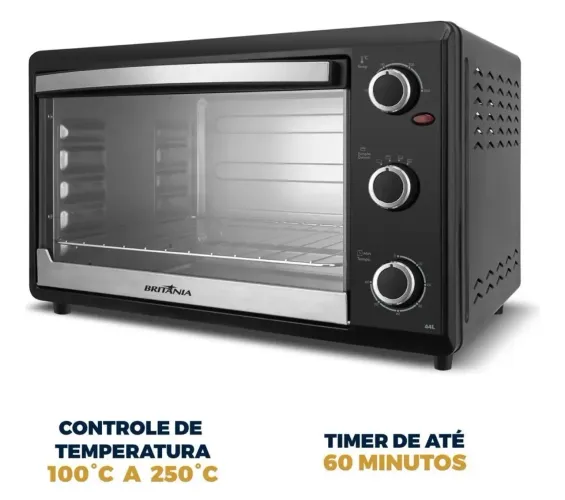 Forno Elétrico Britânia 44L Preto Dupla Resistência 1500W BFE44P 127V