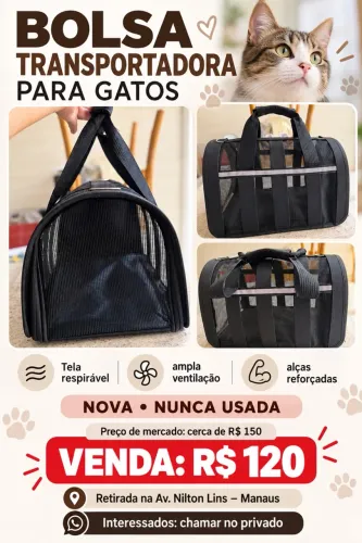 Bolsa transporte de gatos e animais pequenos 