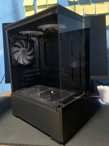 Gabinete matx Rise mode prisma glass 01 black+ 3 fans